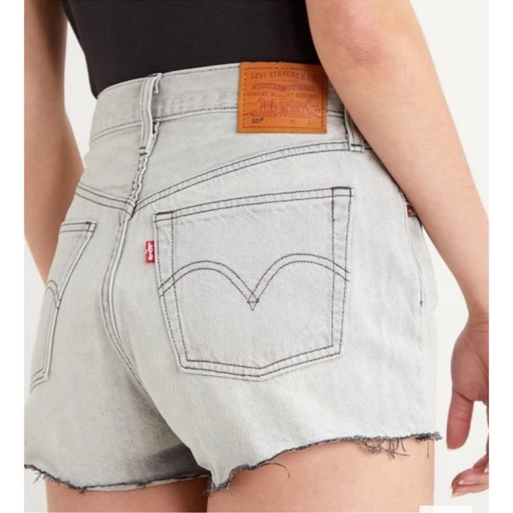 Levi’s Premium Denim 501 Gray (Jagged Rocks) High Rise Jean Shorts. Size 24